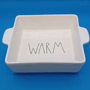Rae Dunn WARM White Square Baking Casserole 2 Handled Serving Dish Farmhouse 181